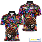Custom Funny Turkey 8 Ball Billiard Shirts Team Neon Autumn Pool Jersey