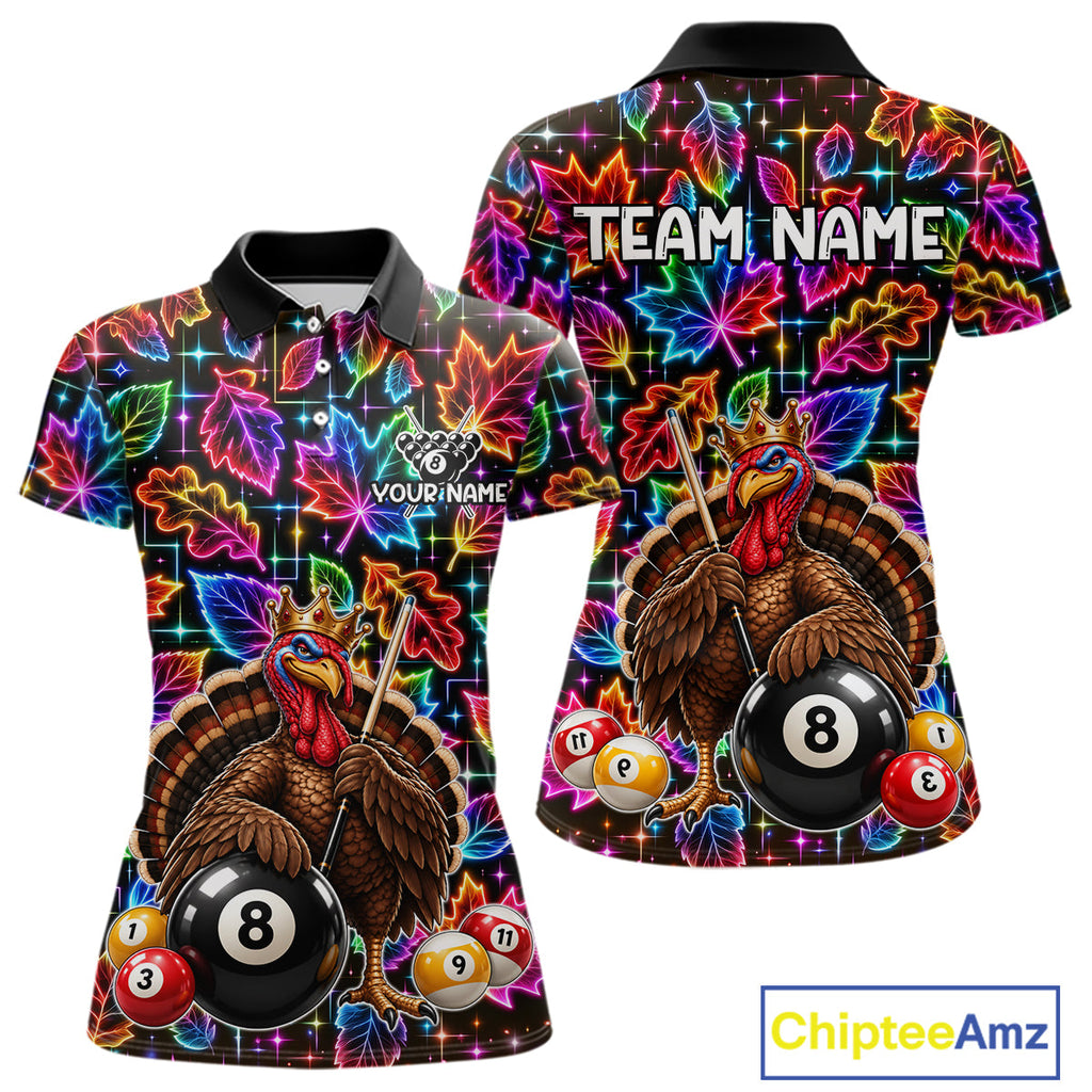 Custom Funny Turkey 8 Ball Billiard Shirts Team Neon Autumn Pool Jersey