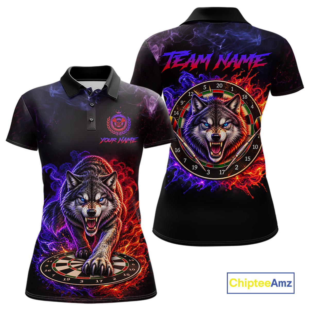 Custom Wolf Darts Shirt Dartboard League Jersey Polo & Quarter-Zip