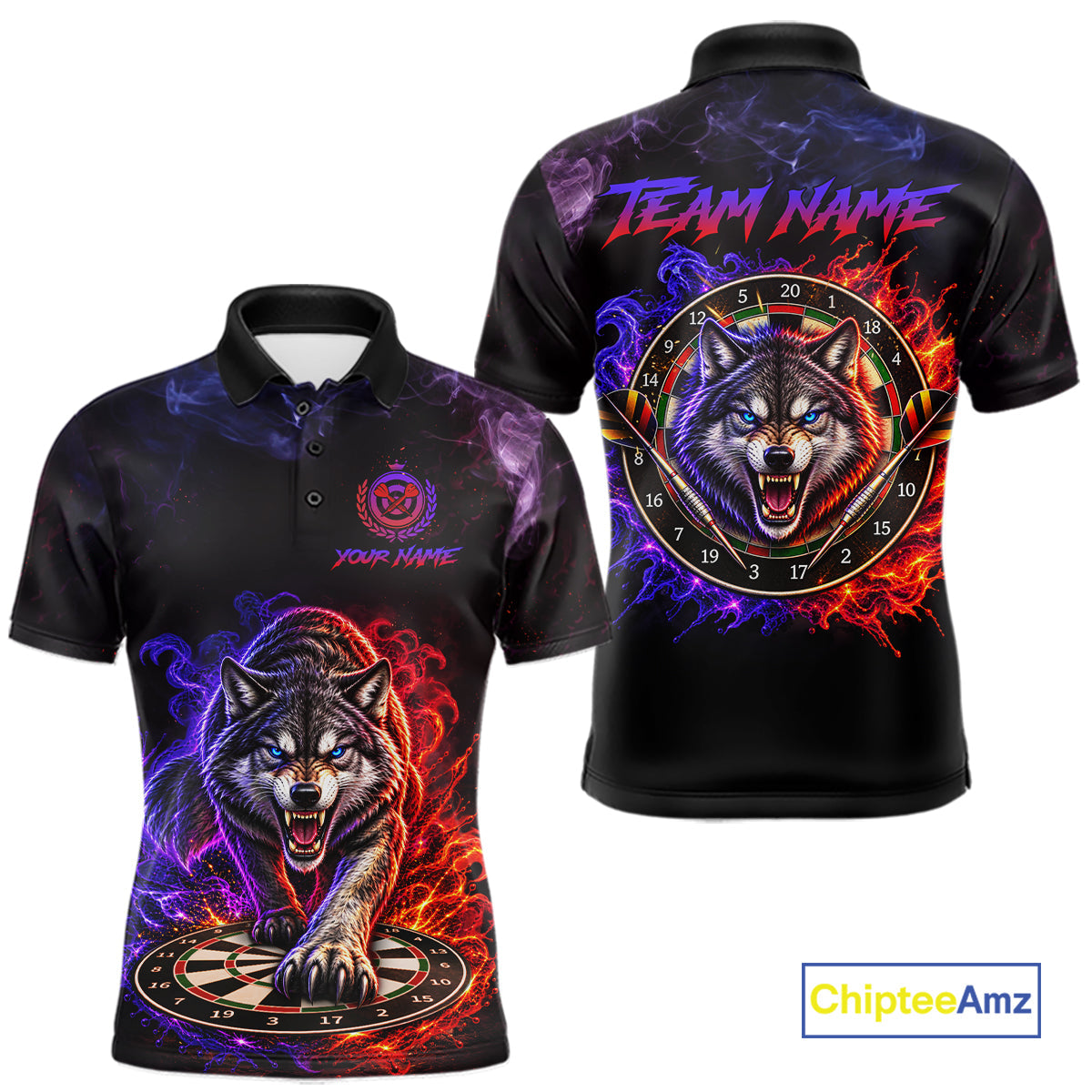 Custom Wolf Darts Shirt Dartboard League Jersey Polo & Quarter-Zip