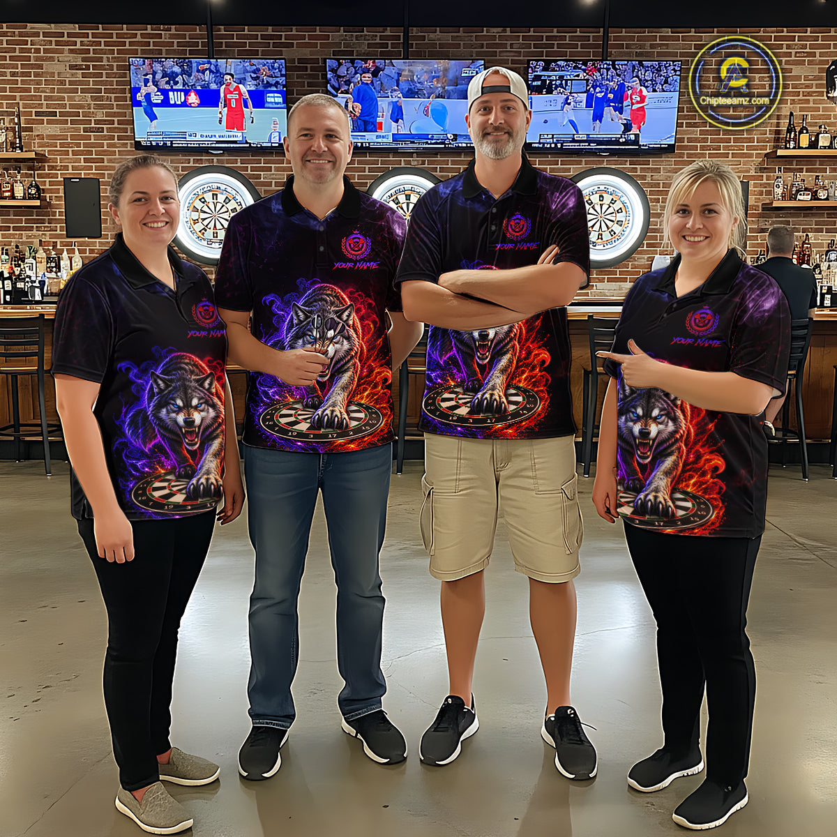 Custom Wolf Darts Shirt Dartboard League Jersey Polo & Quarter-Zip