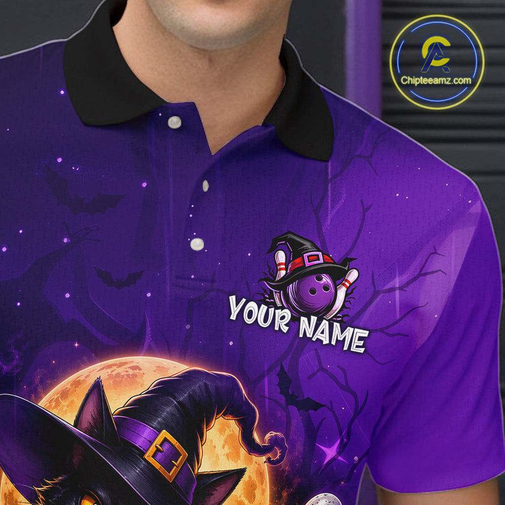 Custom Witch Cat Bowling Team Shirt Halloween Bowling Jersey Bowling Outfit