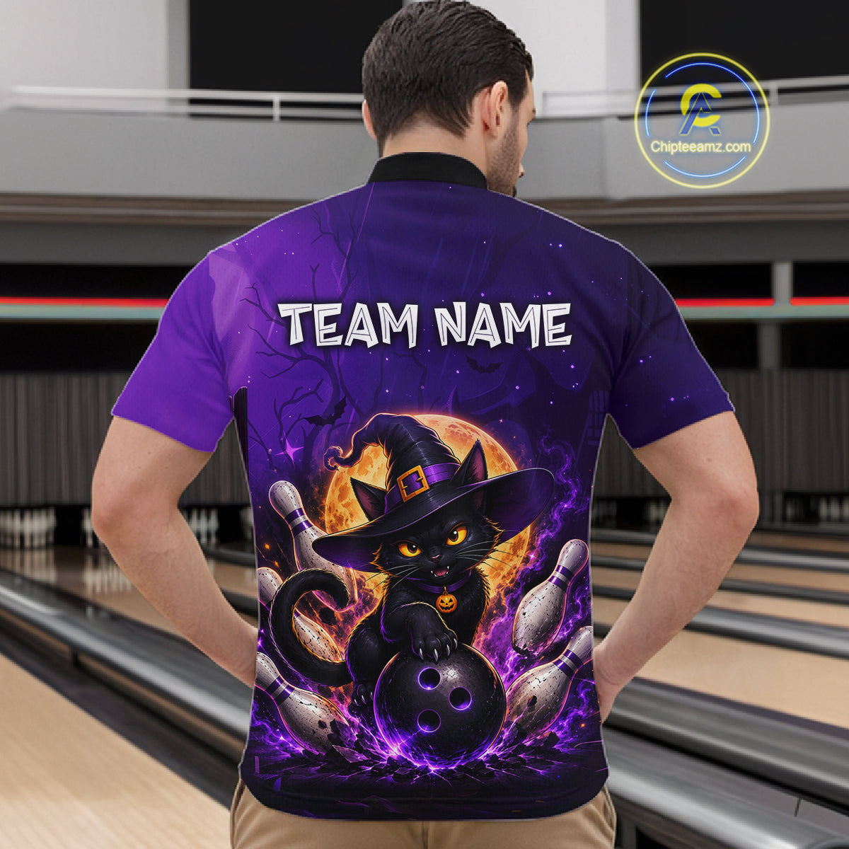 Custom Witch Cat Bowling Team Shirt Halloween Bowling Jersey Bowling Outfit