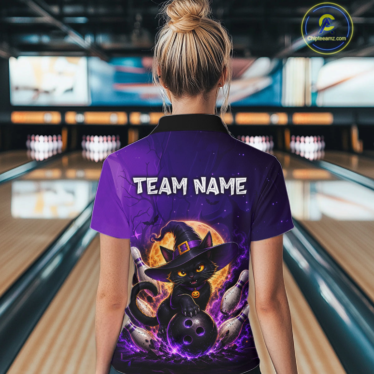 Custom Witch Cat Bowling Team Shirt Halloween Bowling Jersey Bowling Outfit