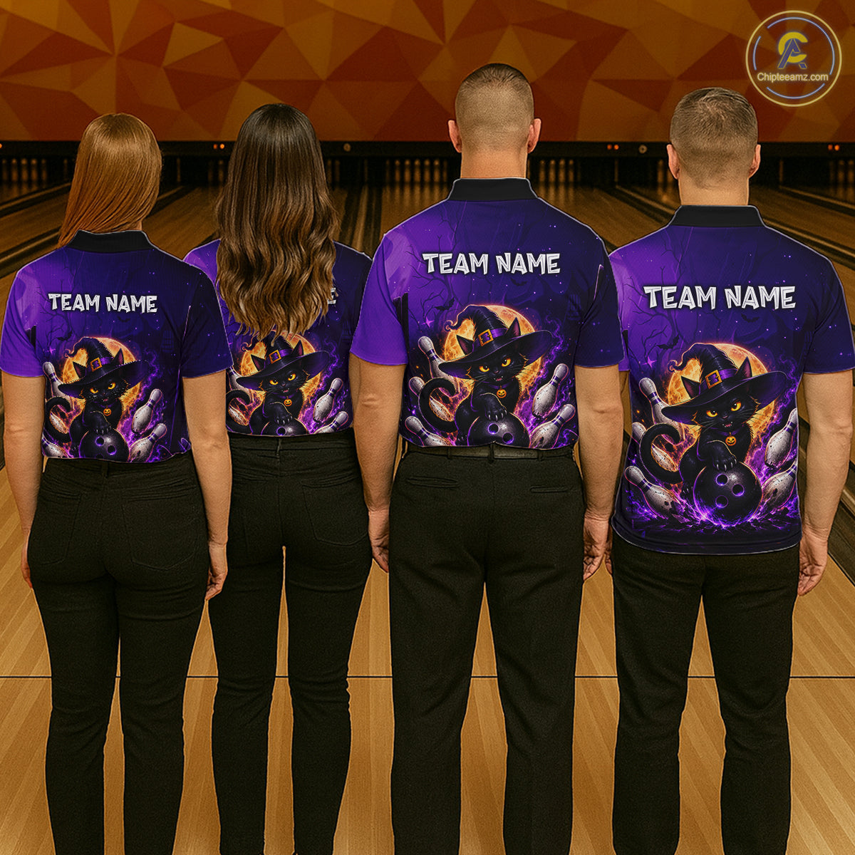 Custom Witch Cat Bowling Team Shirt Halloween Bowling Jersey Bowling Outfit