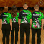Custom Funny Husky Bowling Shirts Green Bowling League Jersey