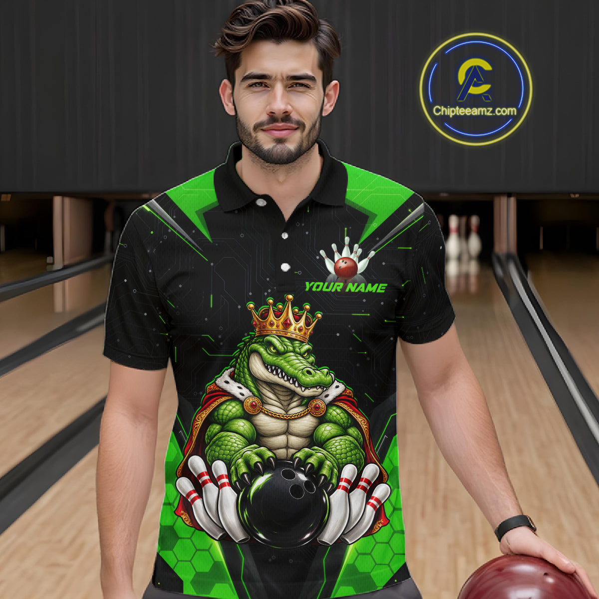 Custom Funny King Alligator Bowling Shirts Crown Bowling Jersey