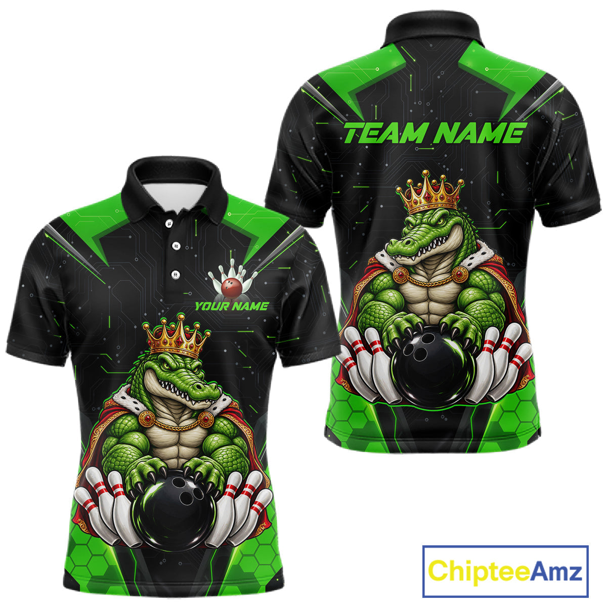 Custom Funny King Alligator Bowling Shirts Crown Bowling Jersey