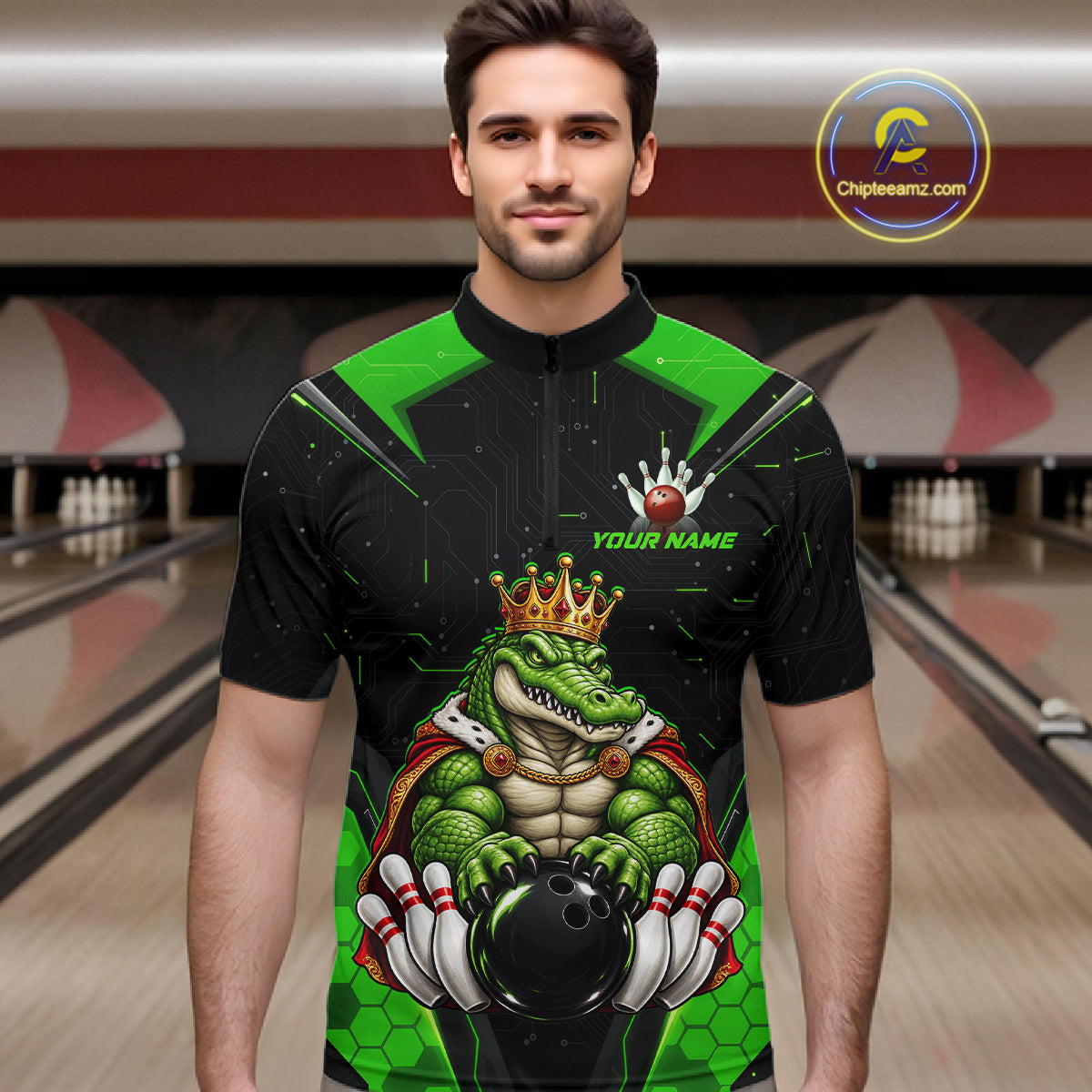 Custom Funny King Alligator Bowling Shirts Crown Bowling Jersey