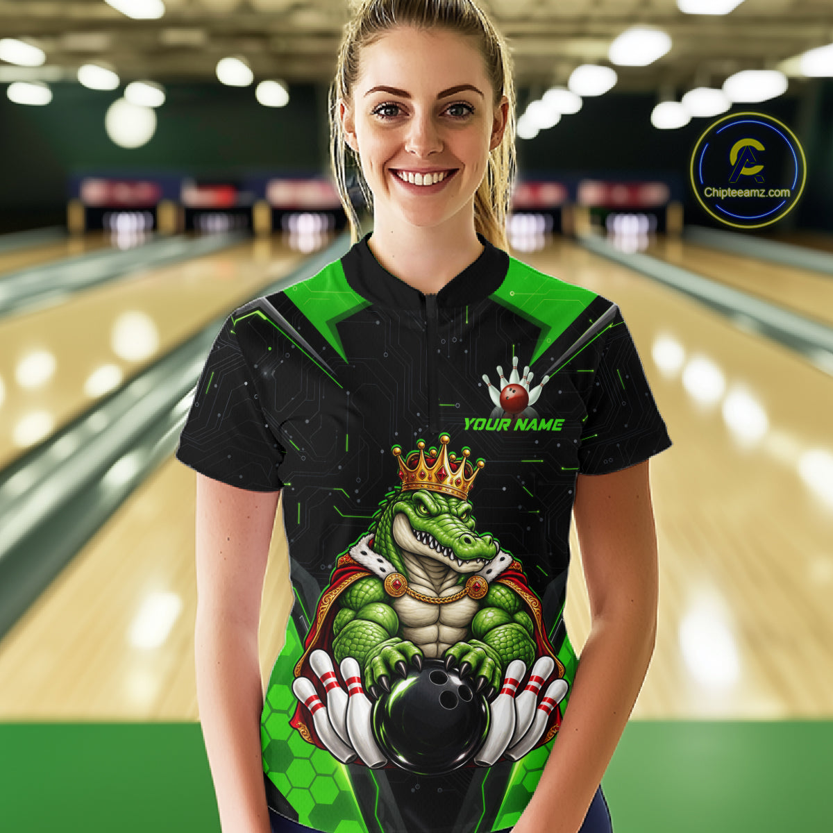 Custom Funny King Alligator Bowling Shirts Crown Bowling Jersey