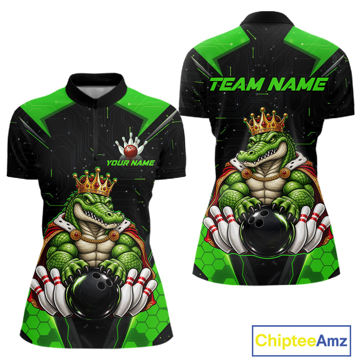 Custom Funny King Alligator Bowling Shirts Crown Bowling Jersey