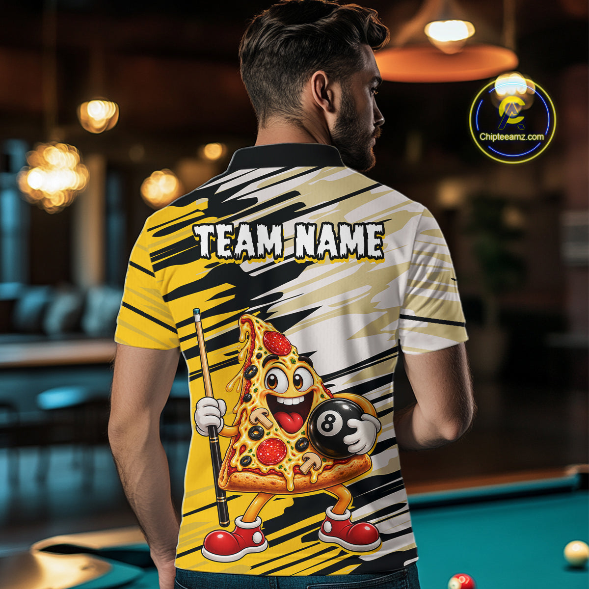 Custom Funny Pizza Billiard Shirt 8 Ball Billiard Pool Jersey