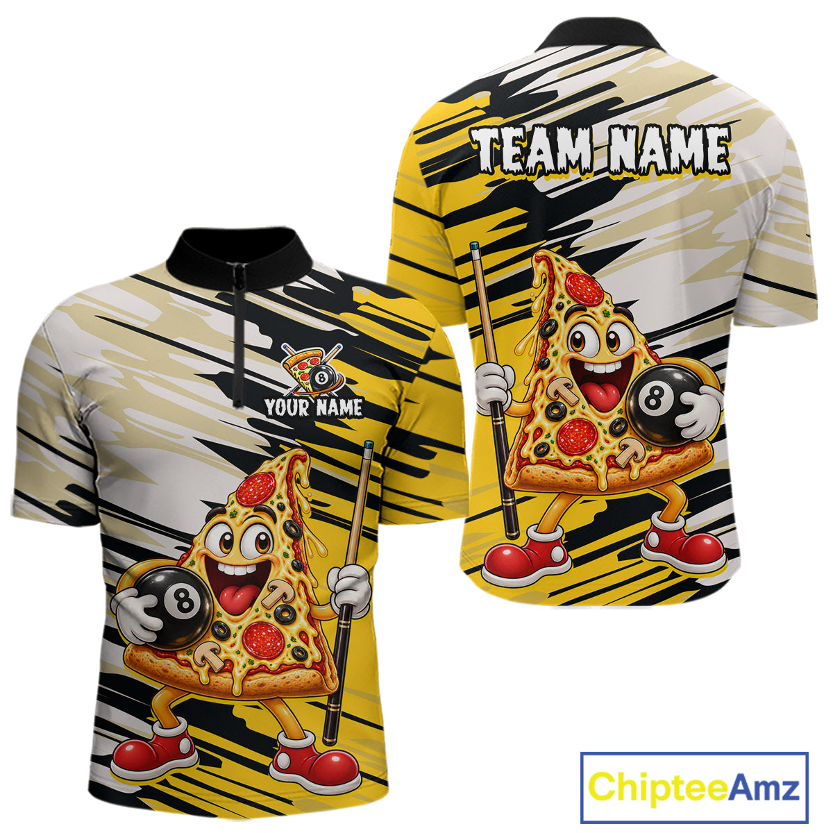 Custom Funny Pizza Billiard Shirt 8 Ball Billiard Pool Jersey