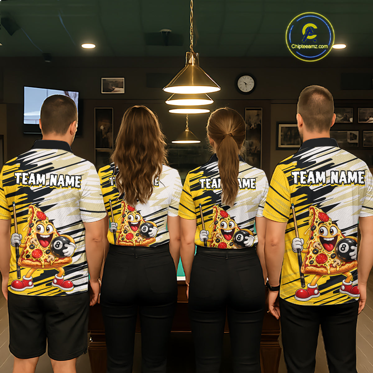 Custom Funny Pizza Billiard Shirt 8 Ball Billiard Pool Jersey