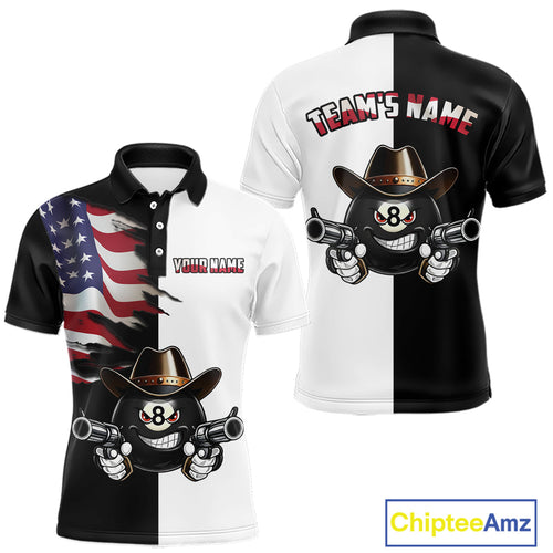 Custom American Flag Funny 8 Ball Billiard Shirts Billiard League Jersey Pool Shirts