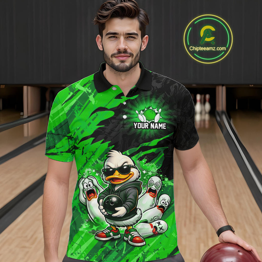 Custom Green Funny Duck Bowling Shirts Bowling Jersey