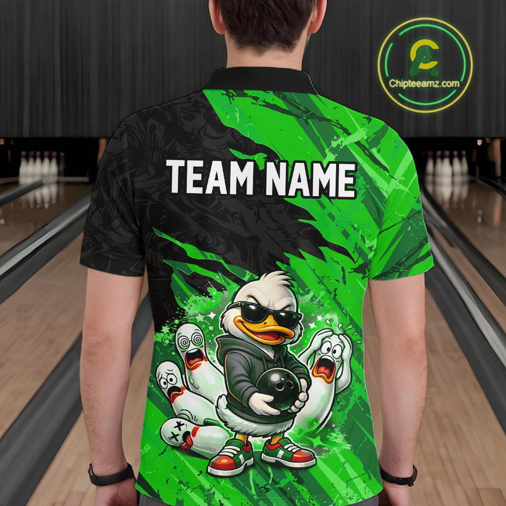 Custom Green Funny Duck Bowling Shirts Bowling Jersey