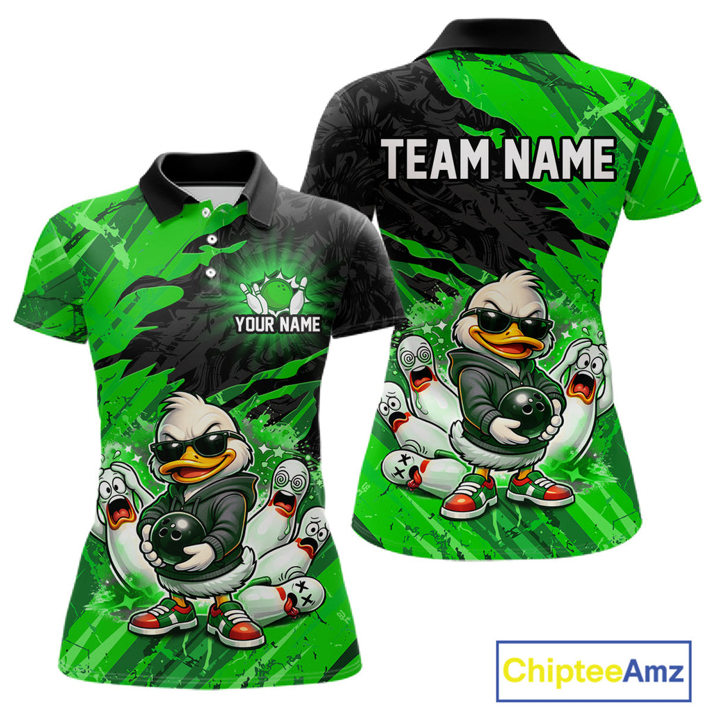 Custom Green Funny Duck Bowling Shirts Bowling Jersey
