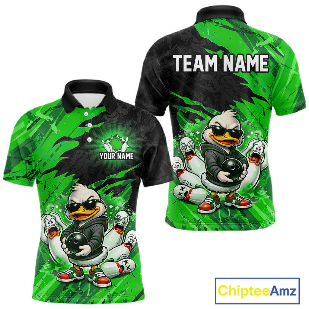 Custom Green Funny Duck Bowling Shirts Bowling Jersey