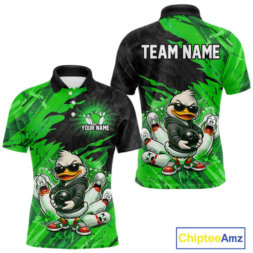 Custom Green Funny Duck Bowling Shirts Bowling Jersey