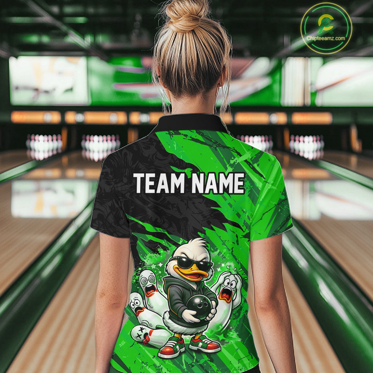 Custom Green Funny Duck Bowling Shirts Bowling Jersey