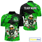 Custom Green Funny Duck Bowling Shirts Bowling Jersey