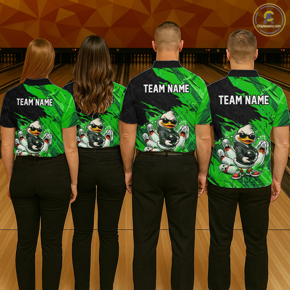 Custom Green Funny Duck Bowling Shirts Bowling Jersey
