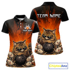 Custom Orange Funny Cat Bowling Team Shirt Bowling League Jersey Outfit