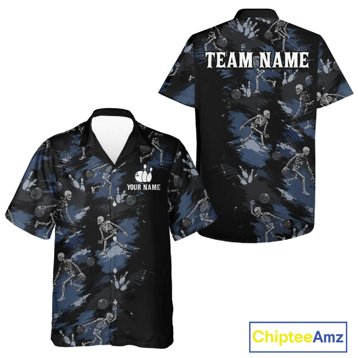 Custom Skeleton Bowling Hawaiian Shirt Funny Bowling Button Up Shirt