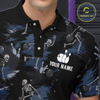 Custom Funny Skeleton Bowling Shirt Bowling Jersey Polo & Quarter-Zip