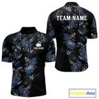 Custom Funny Skeleton Bowling Shirt Bowling Jersey Polo & Quarter-Zip