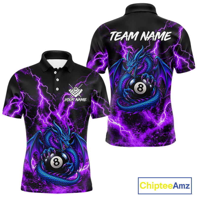 Custom Thunder Lightning Dragon 8 Ball Billiard Shirt Pool Billiard Jersey