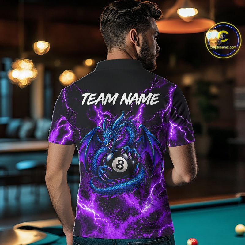Custom Thunder Lightning Dragon 8 Ball Billiard Shirt Pool Billiard Jersey