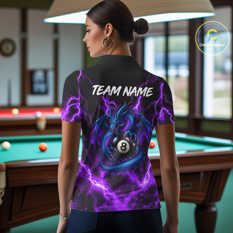 Custom Thunder Lightning Dragon 8 Ball Billiard Shirt Pool Billiard Jersey