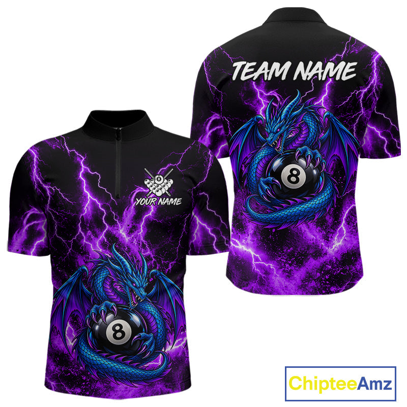 Custom Thunder Lightning Dragon 8 Ball Billiard Shirt Pool Billiard Jersey