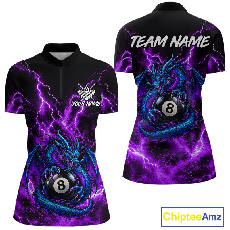 Custom Thunder Lightning Dragon 8 Ball Billiard Shirt Pool Billiard Jersey