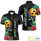 Funny Sugar Skull Bowling Shirt Custom Bowling Jersey Polo & Quarter-Zip