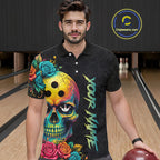 Funny Sugar Skull Bowling Shirt Custom Bowling Jersey Polo & Quarter-Zip