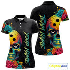 Funny Sugar Skull Bowling Shirt Custom Bowling Jersey Polo & Quarter-Zip