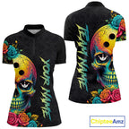 Funny Sugar Skull Bowling Shirt Custom Bowling Jersey Polo & Quarter-Zip