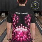 Custom Pink Butterflies Ribbon Bowling Shirt Breast Cancer Bowling Jersey