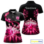 Custom Pink Butterflies Ribbon Bowling Shirt Breast Cancer Bowling Jersey