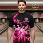 Custom Pink Butterflies Ribbon Bowling Shirt Breast Cancer Bowling Jersey
