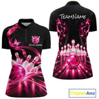 Custom Pink Butterflies Ribbon Bowling Shirt Breast Cancer Bowling Jersey