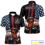 Personalized American Flag Dachshund Bowling Shirt Bowling Jersey Performance Patriotic