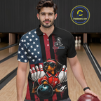 Personalized American Flag Dachshund Bowling Shirt Bowling Jersey Performance Patriotic