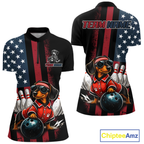 Personalized American Flag Dachshund Bowling Shirt Bowling Jersey Performance Patriotic