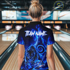 Custom Neon Blue Panther Bowling Shirt Cool Bowling Jersey Bowling Outfit