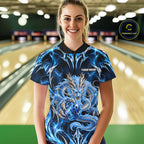 Custom Thunder Dragon Bowling Shirt Blue Tribal Bowling Jersey Polo & Quarter-Zip