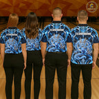 Custom Thunder Dragon Bowling Shirt Blue Tribal Bowling Jersey Polo & Quarter-Zip